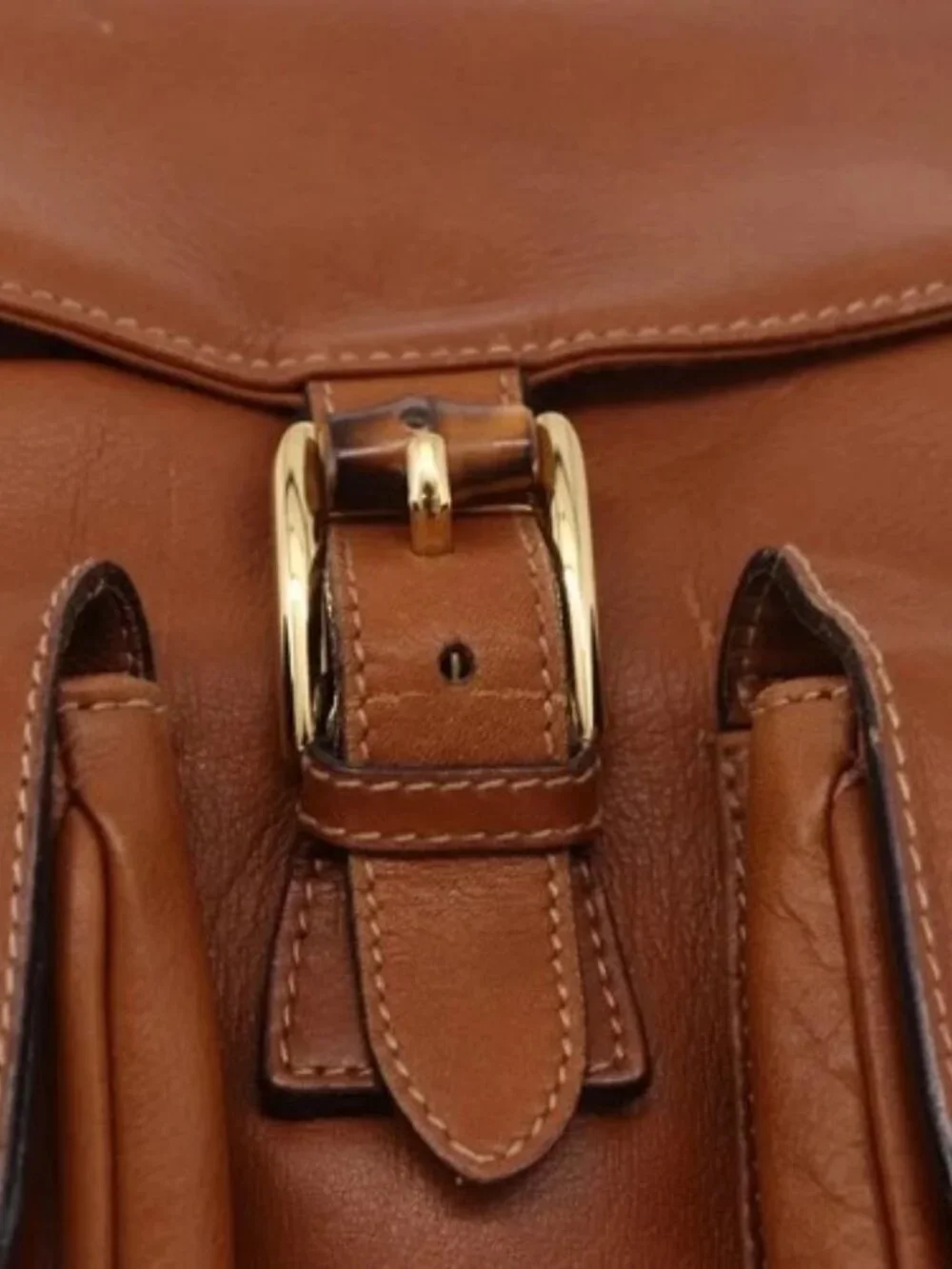 GUCCI Bamboo Backpack Leather Brown Gold 003 58 0016 Auth bs35671